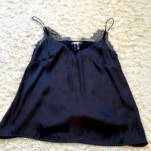 H&M black satin silk lace cami, size 6